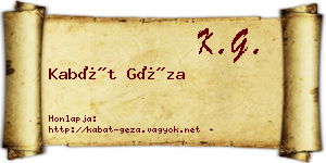 Kabát Géza névjegykártya